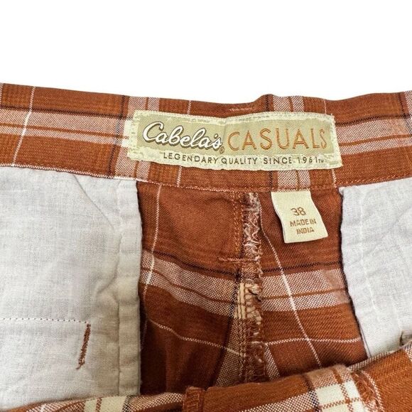 Cabela’s Mens Orange khaki Flat Front Medium Wash Cargo Shorts Size 38 - Picture 6 of 16